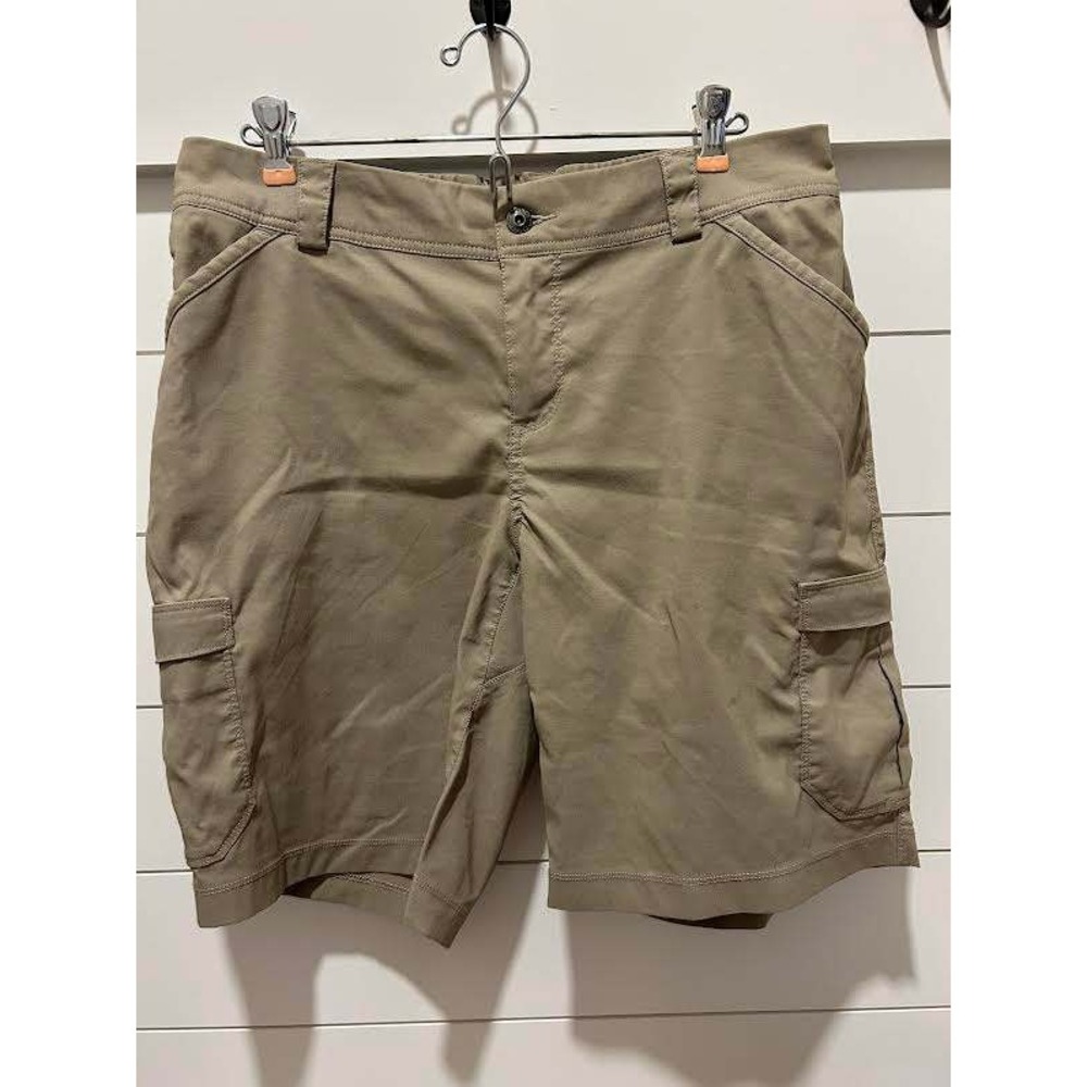Duluth Trading Co Womens Tan Cargo Hiking Shorts Size 12 Nylon Spandex Stretch
